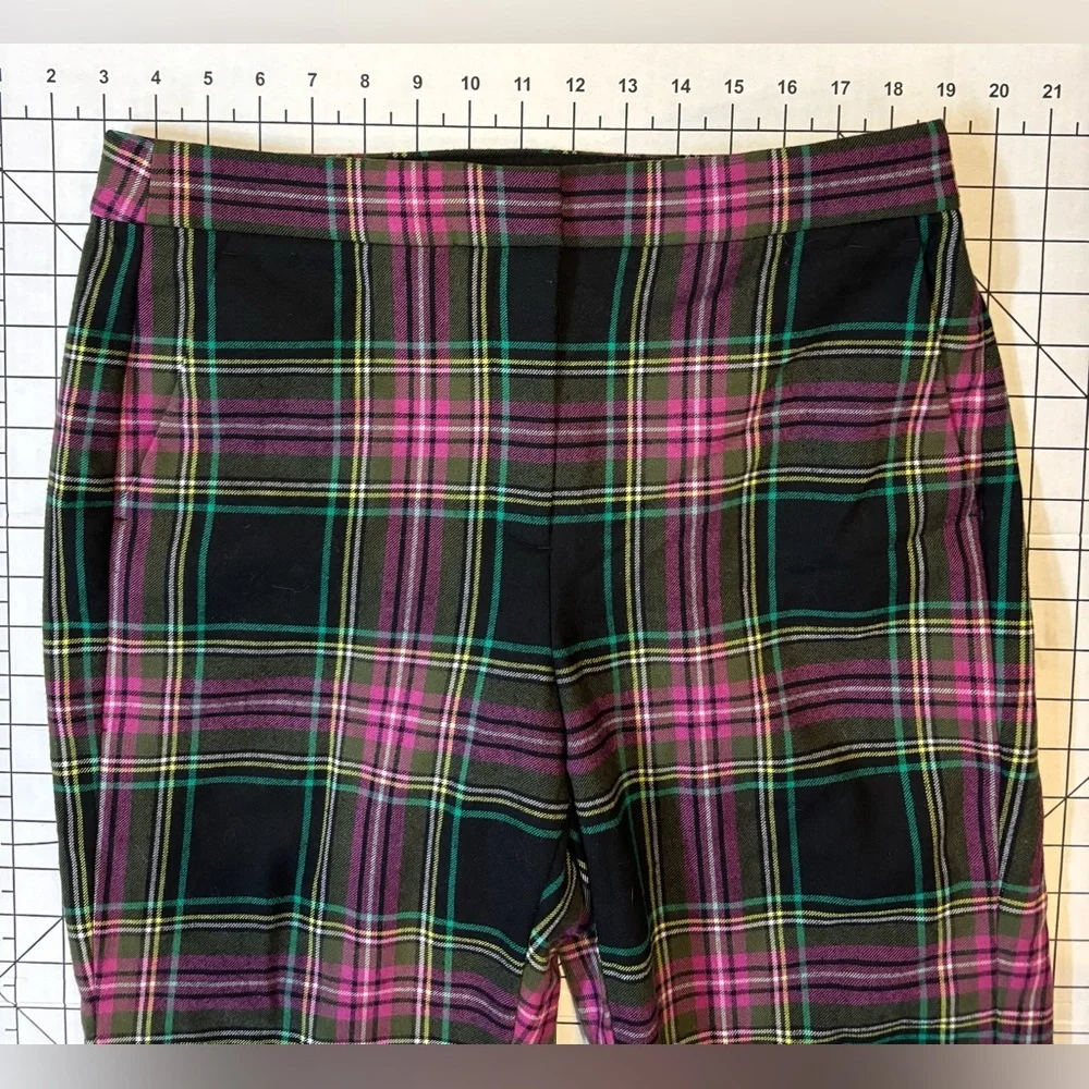 J. Crew Women’s Size 8 Purple and‎ Black Plaid Kate Wool  Blend Trousers